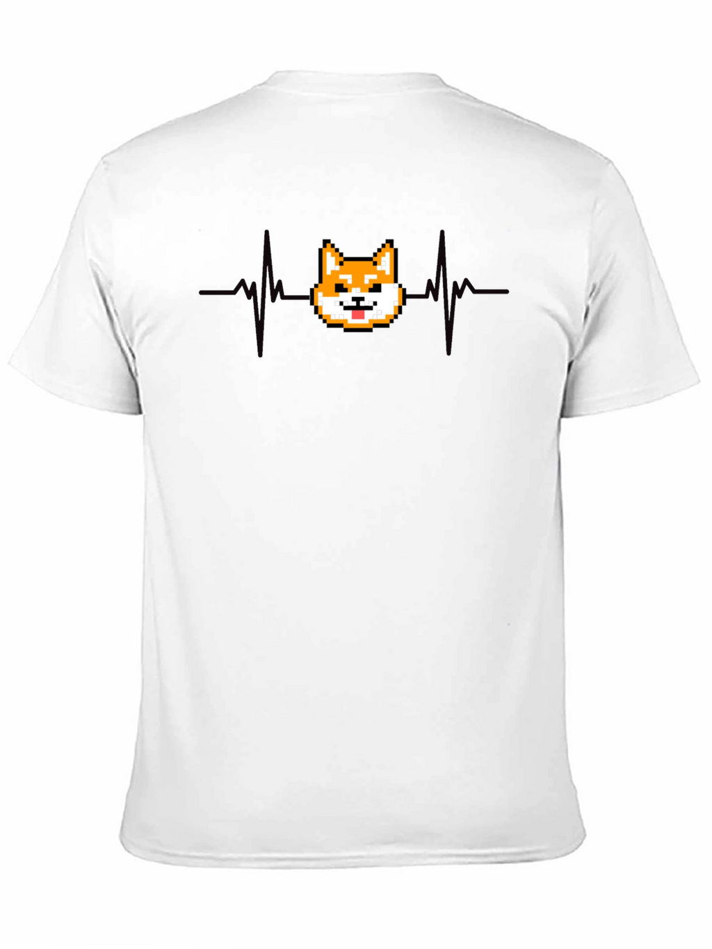 Pixel Doge Heartbeat T-Shirt - Black Cotton Graphic Tee