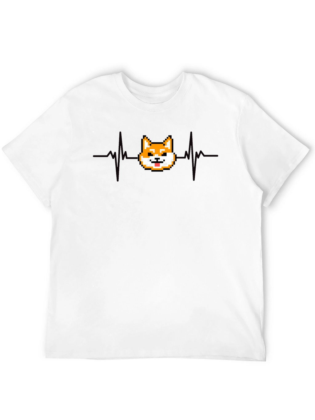 Pixel Doge Heartbeat T-Shirt - Black Cotton Graphic Tee