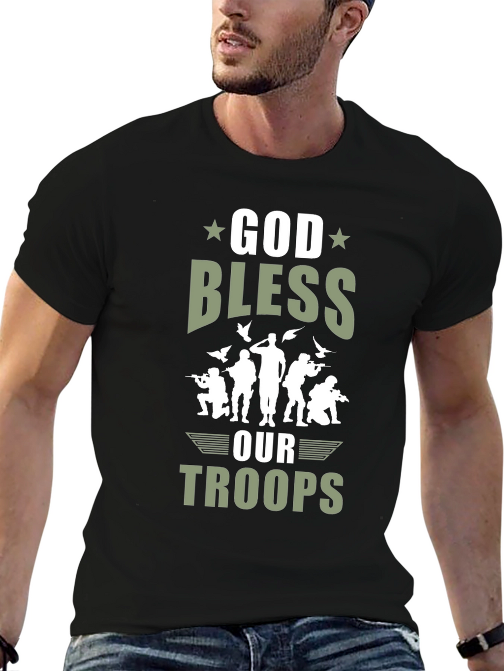 God Bless Our Troops Graphic T-Shirt