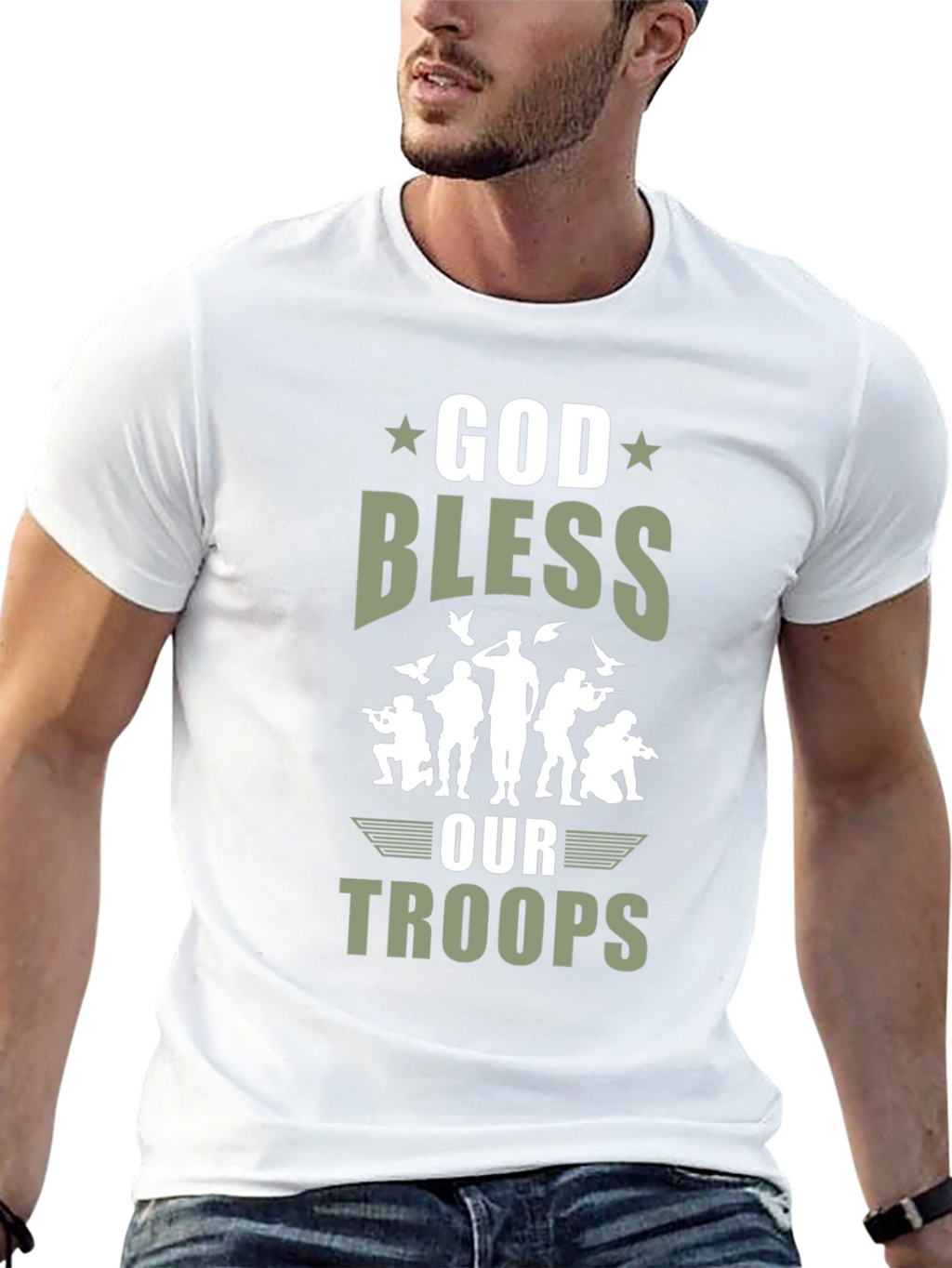 God Bless Our Troops Graphic T-Shirt
