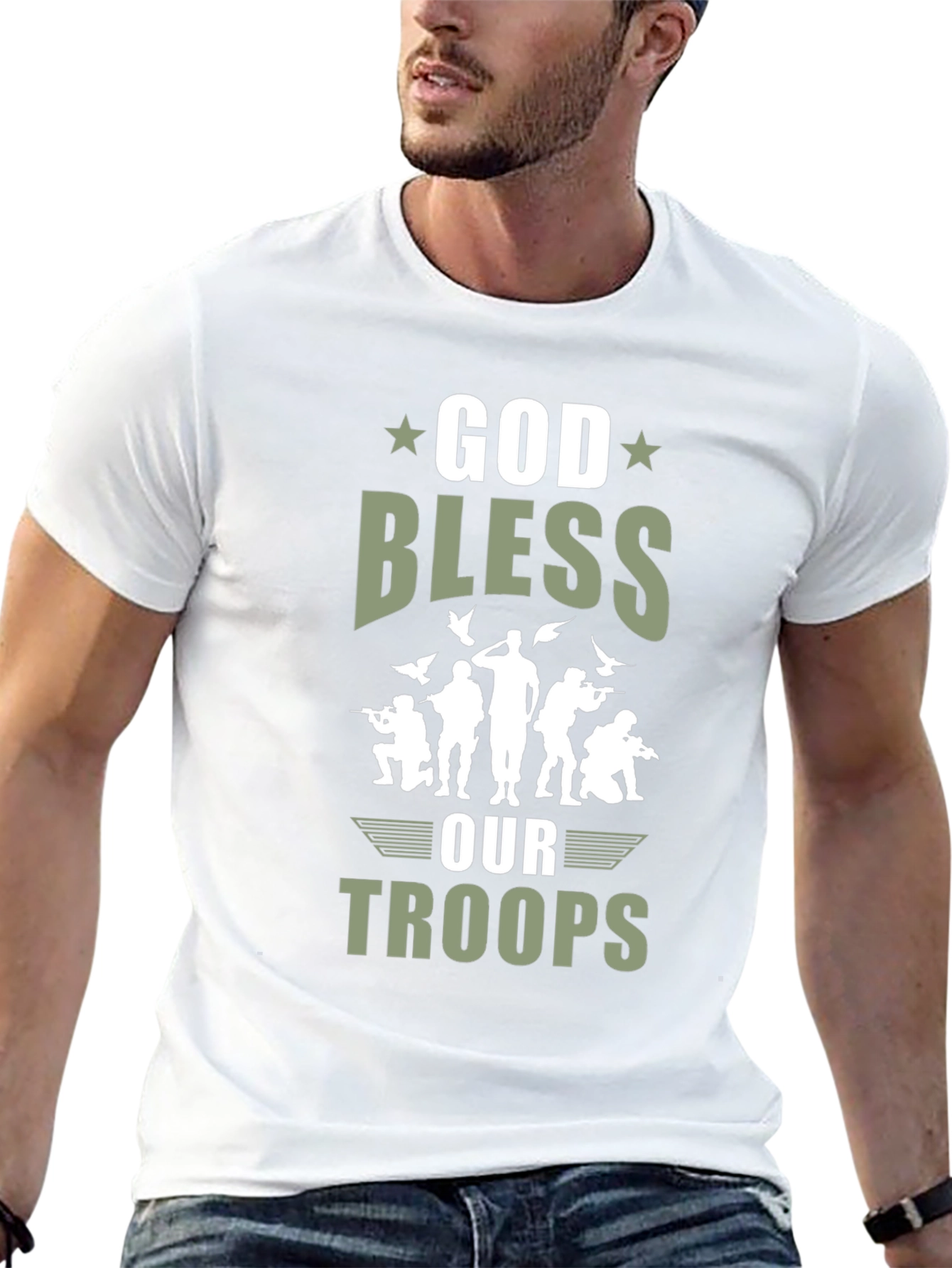 God Bless Our Troops Graphic T-Shirt