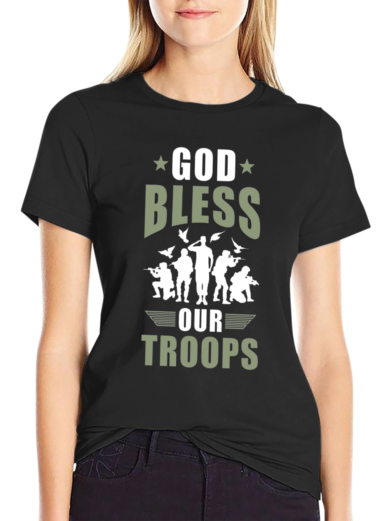 God Bless Our Troops Graphic T-Shirt