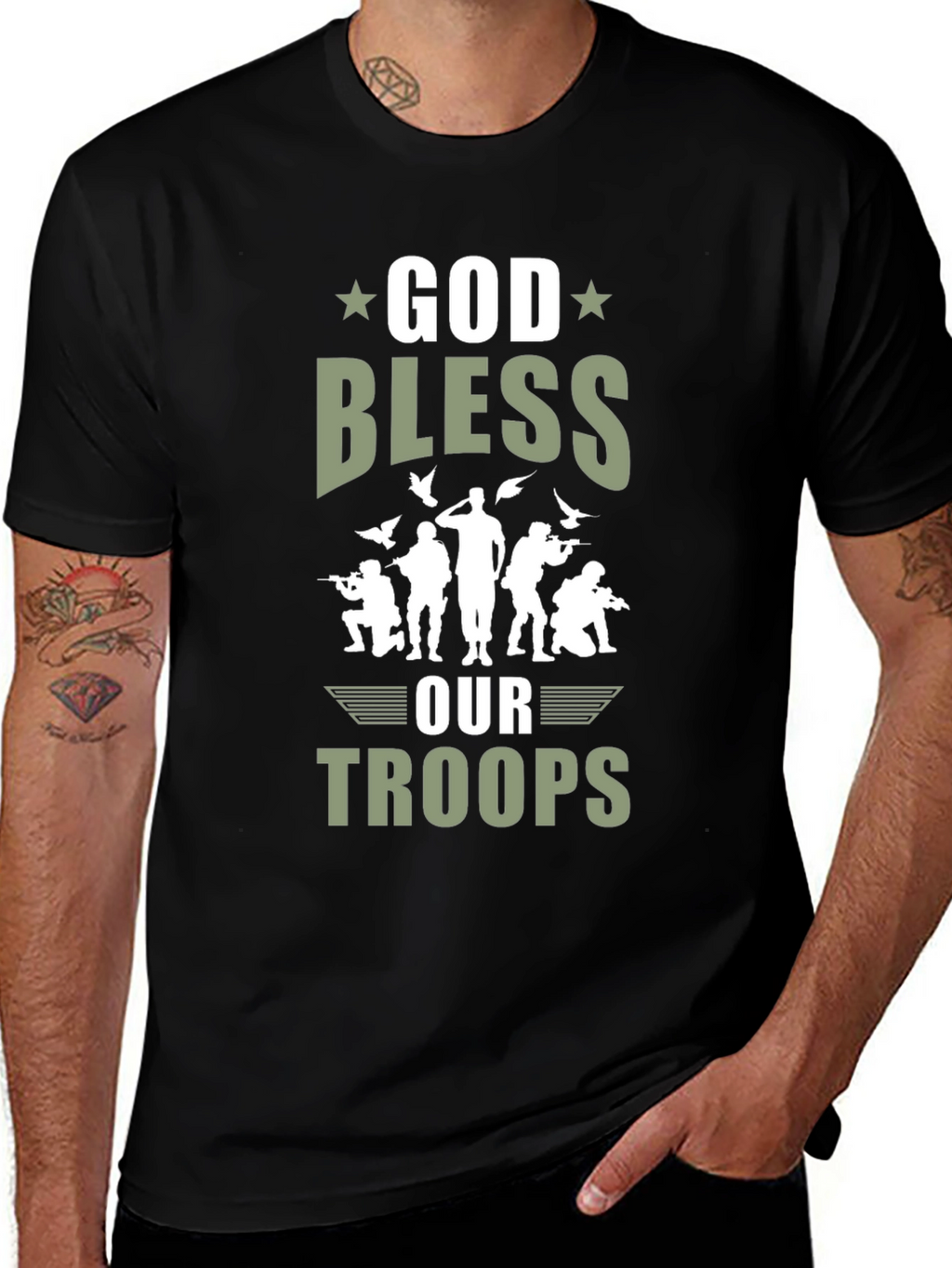 God Bless Our Troops Graphic T-Shirt