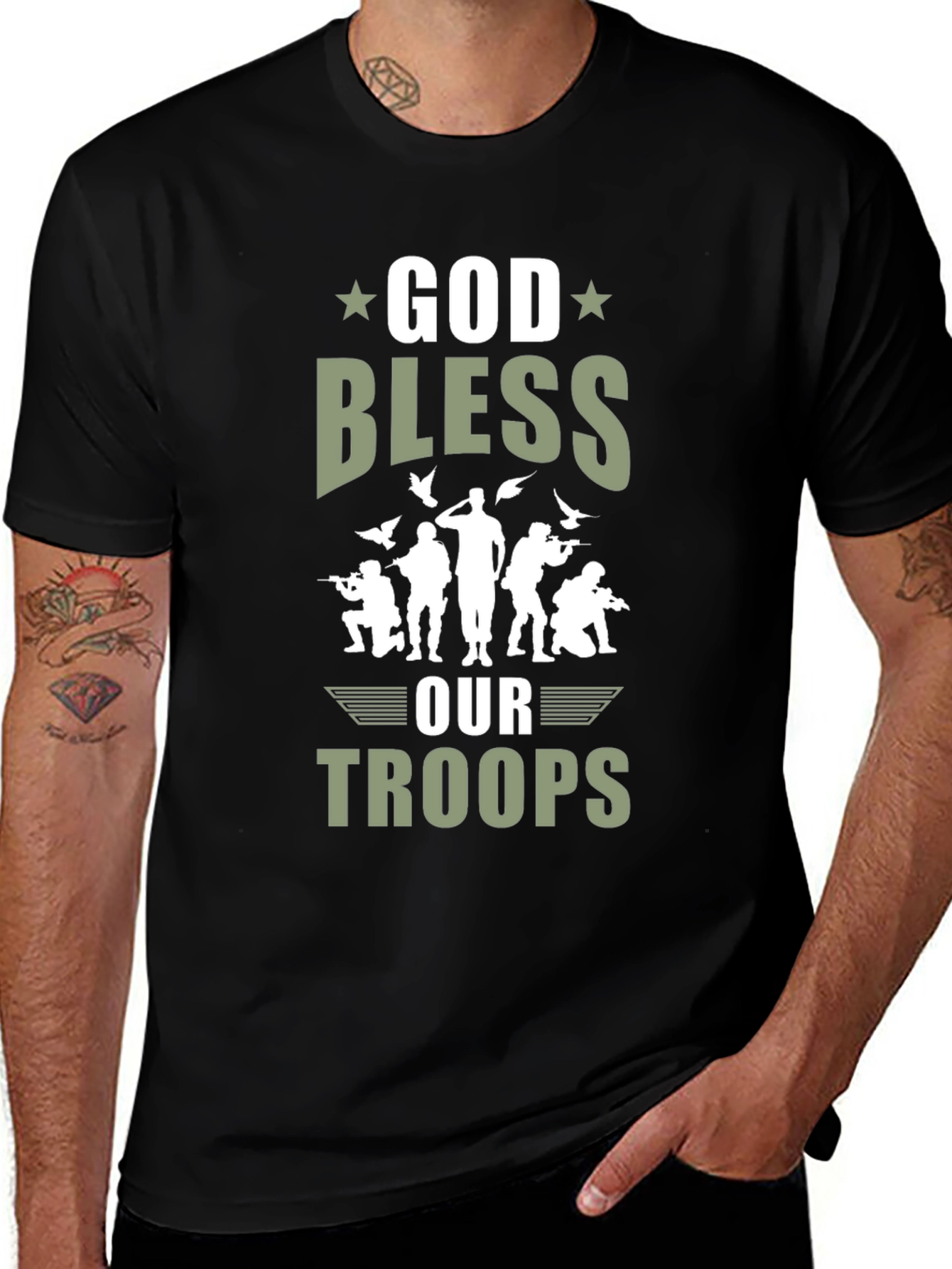 God Bless Our Troops Graphic T-Shirt