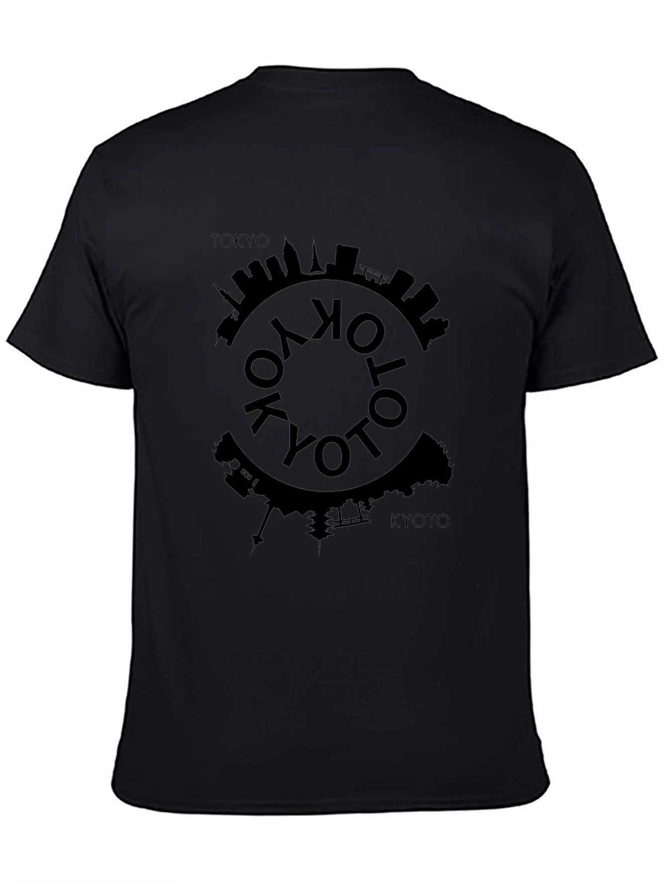 Tokyo Kyoto Skyline Black Graphic Tee