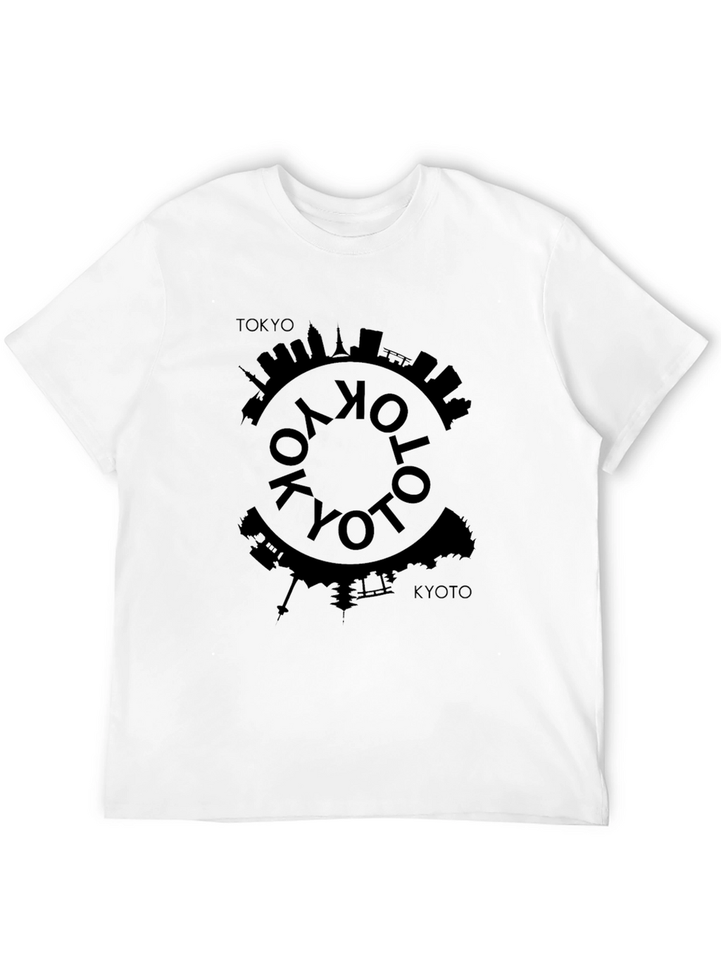 Tokyo Kyoto Skyline Black Graphic Tee