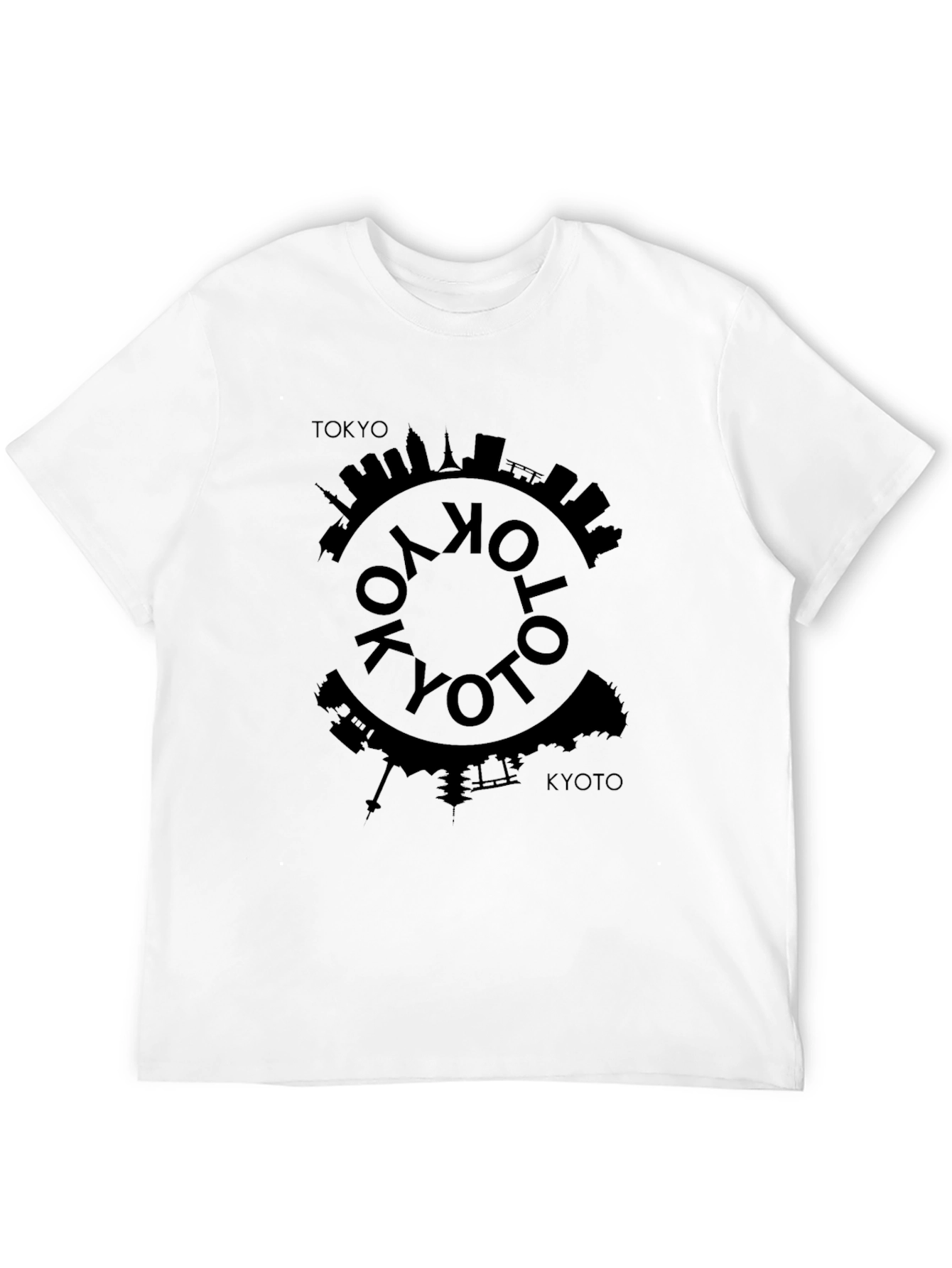 Tokyo Kyoto Skyline Black Graphic Tee