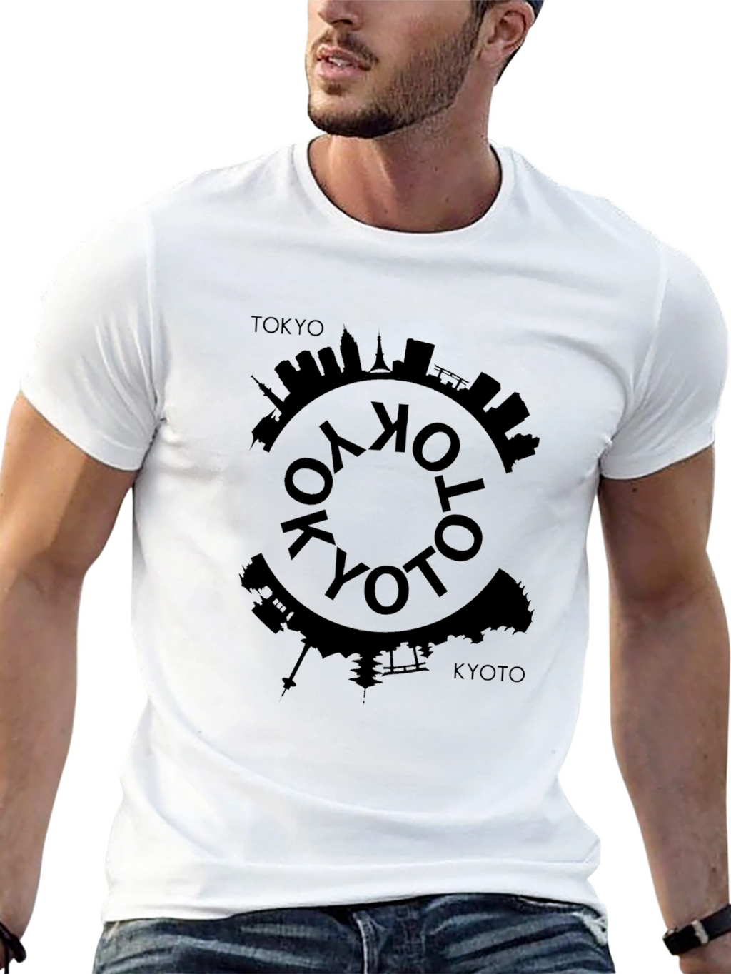 Tokyo Kyoto Skyline Black Graphic Tee