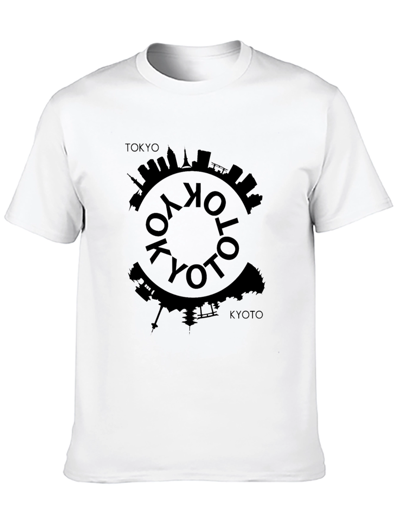 Tokyo Kyoto Skyline Black Graphic Tee