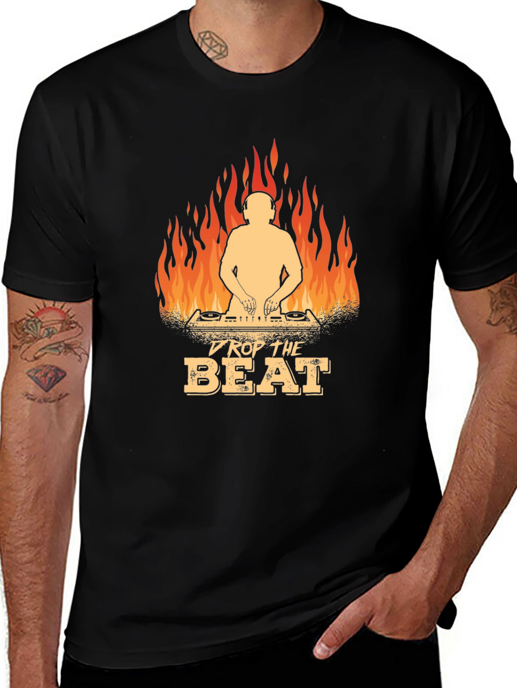 DJ Drop The Beat Graphic Black T-Shirt