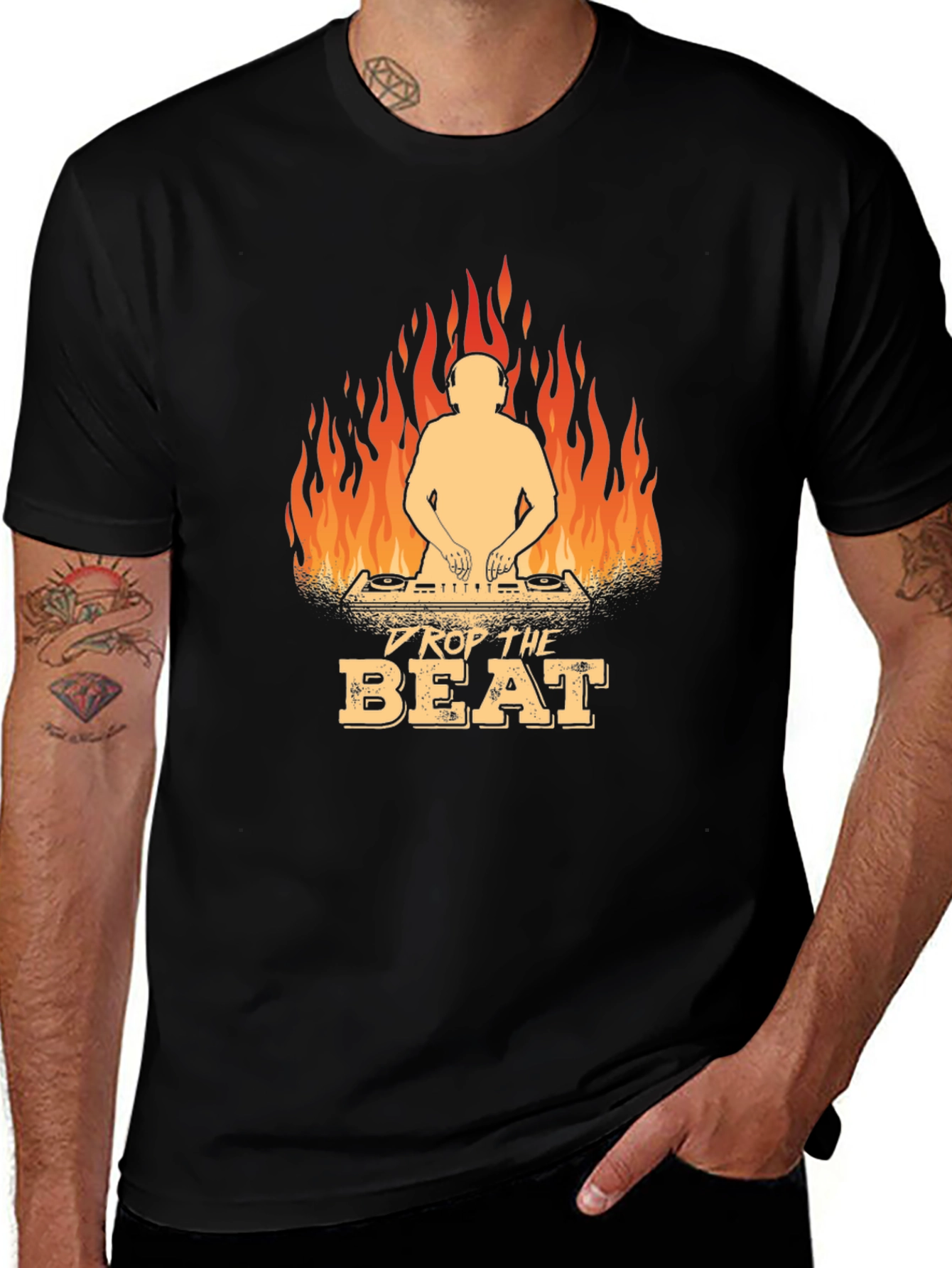 DJ Drop The Beat Graphic Black T-Shirt
