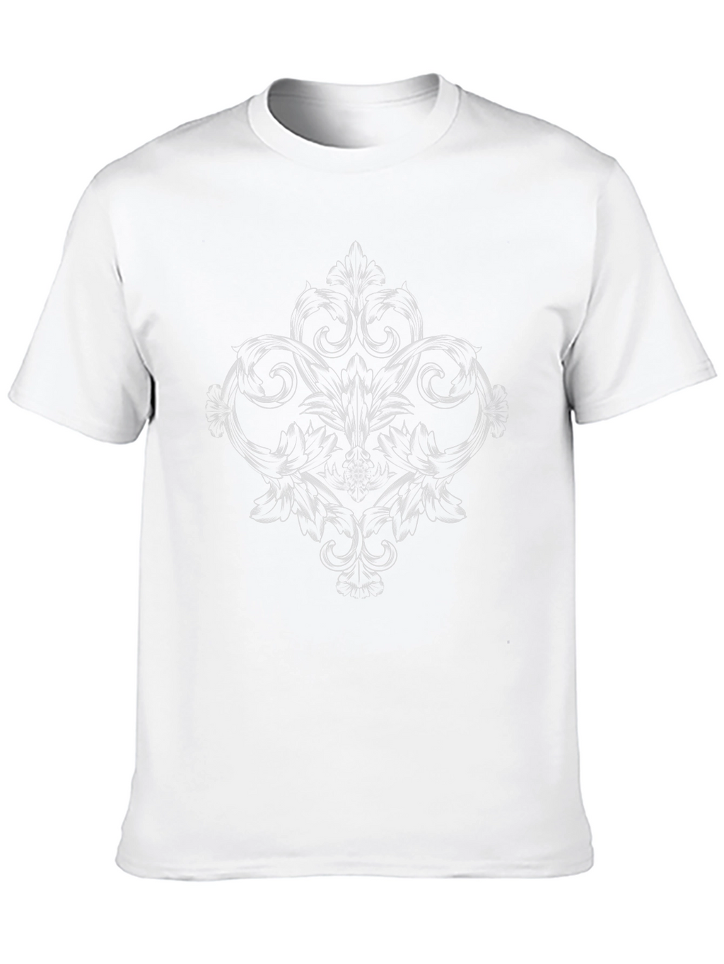 Elegant Black T-Shirt with Ornate Floral Design