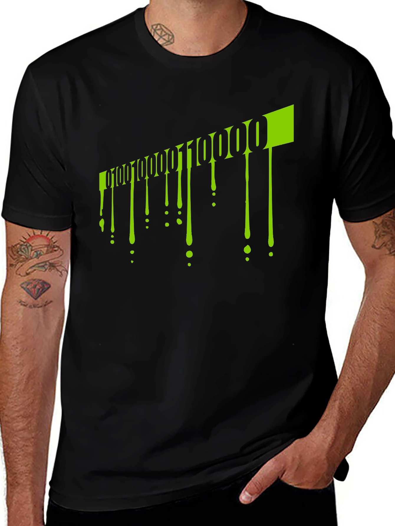 Binary Code Drip Graphic Tee