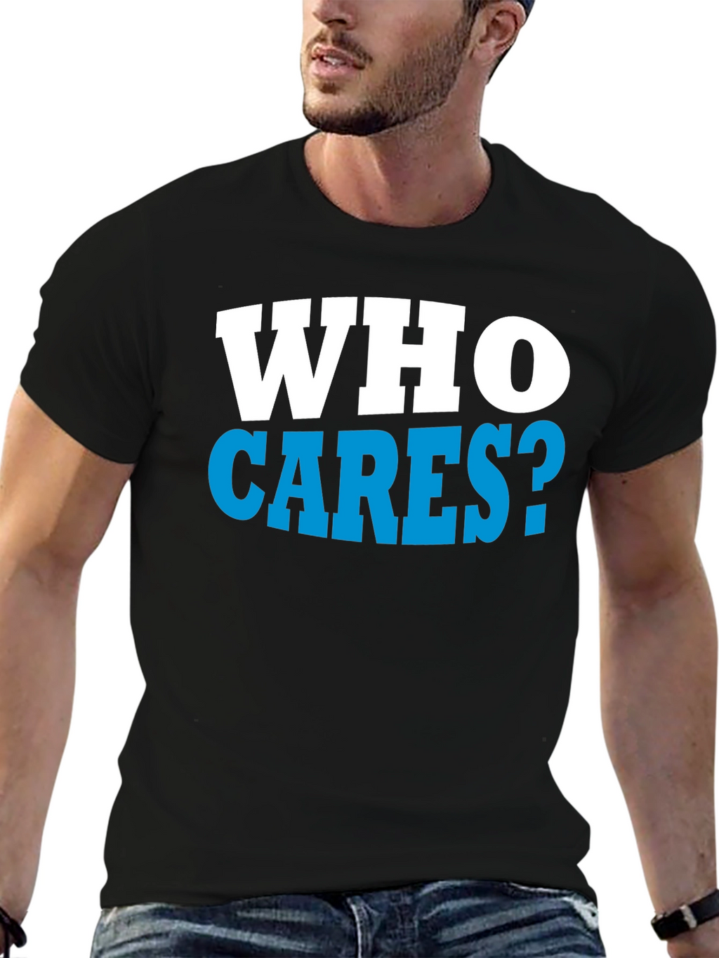 Who Cares? Graphic Print Black T-Shirt