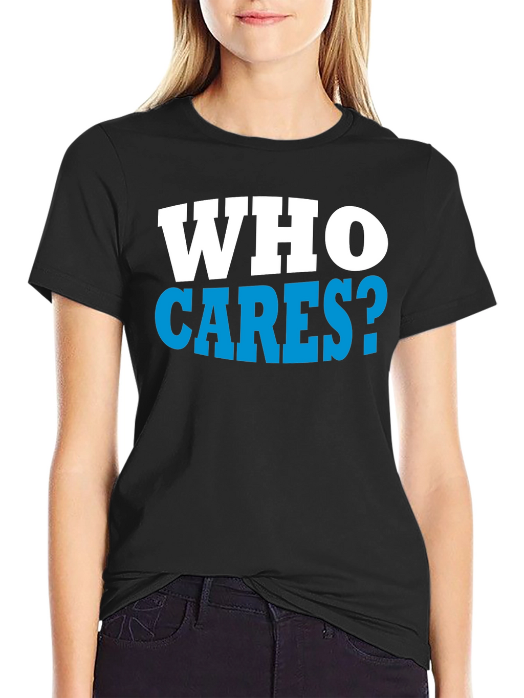 Who Cares? Graphic Print Black T-Shirt