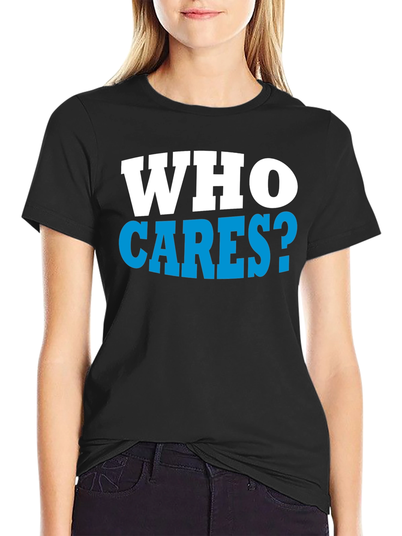 Who Cares? Graphic Print Black T-Shirt