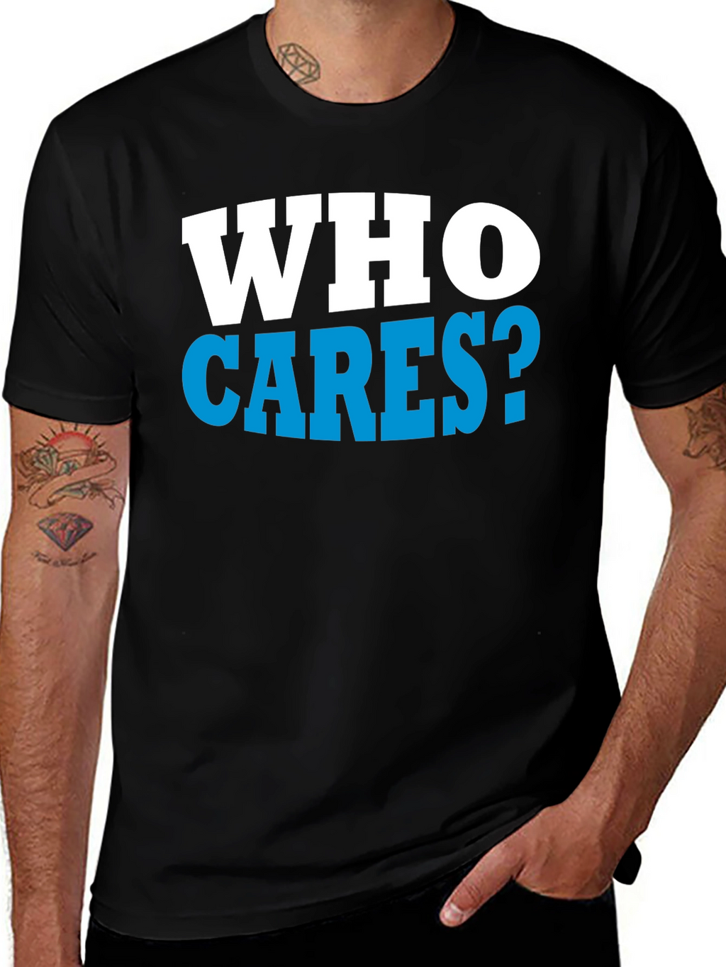Who Cares? Graphic Print Black T-Shirt