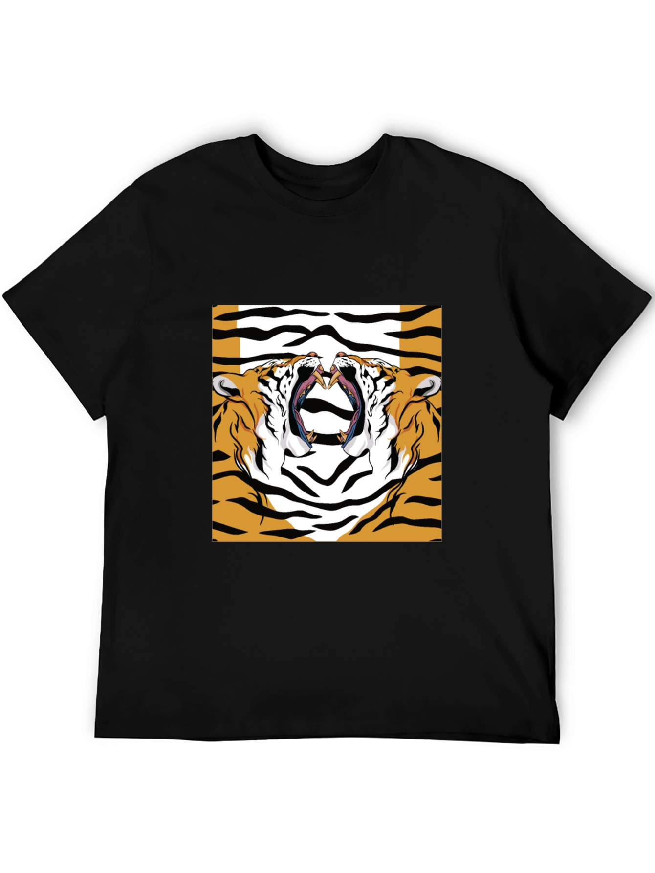 Bold Tiger Graphic Print Black T-Shirt