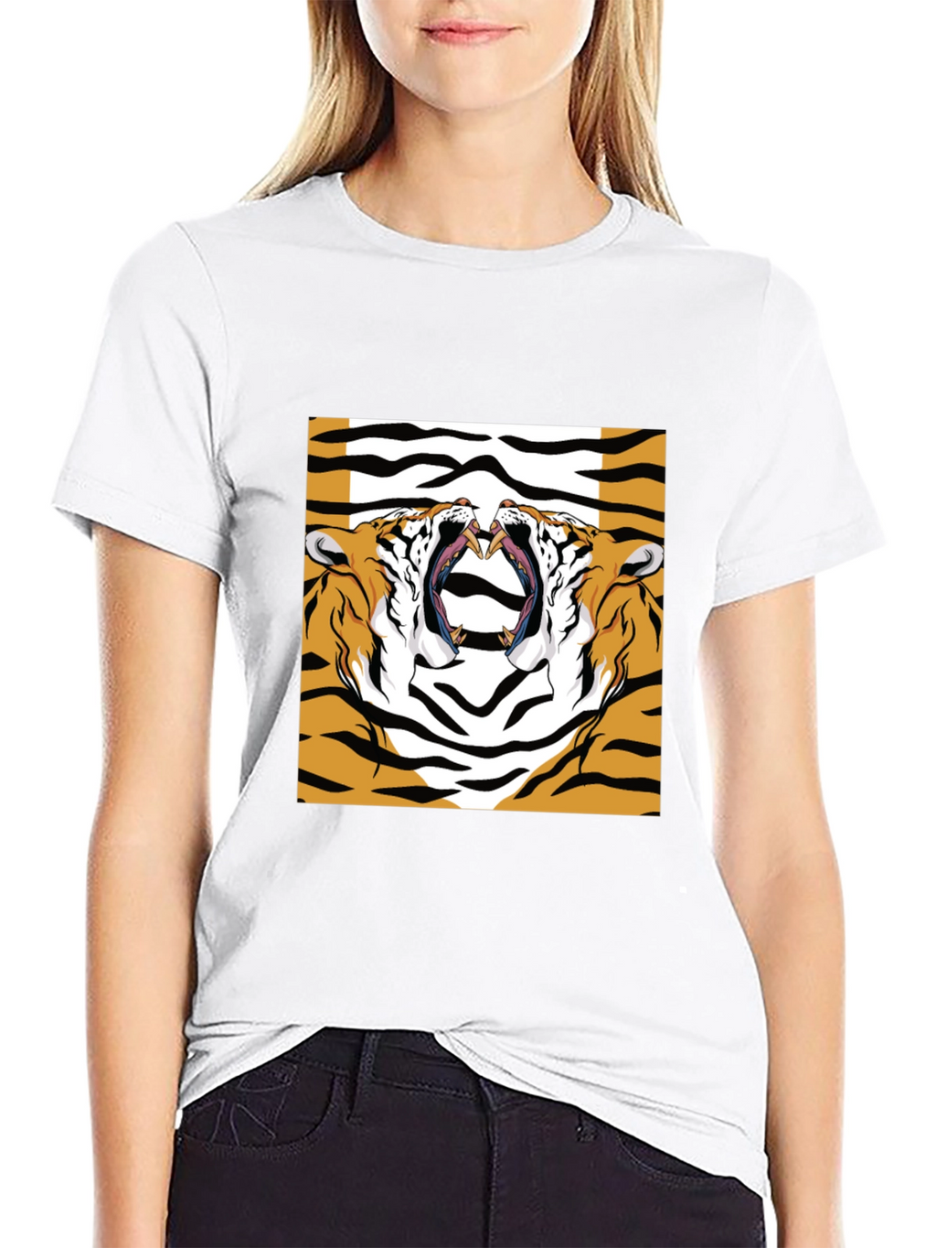 Bold Tiger Graphic Print Black T-Shirt