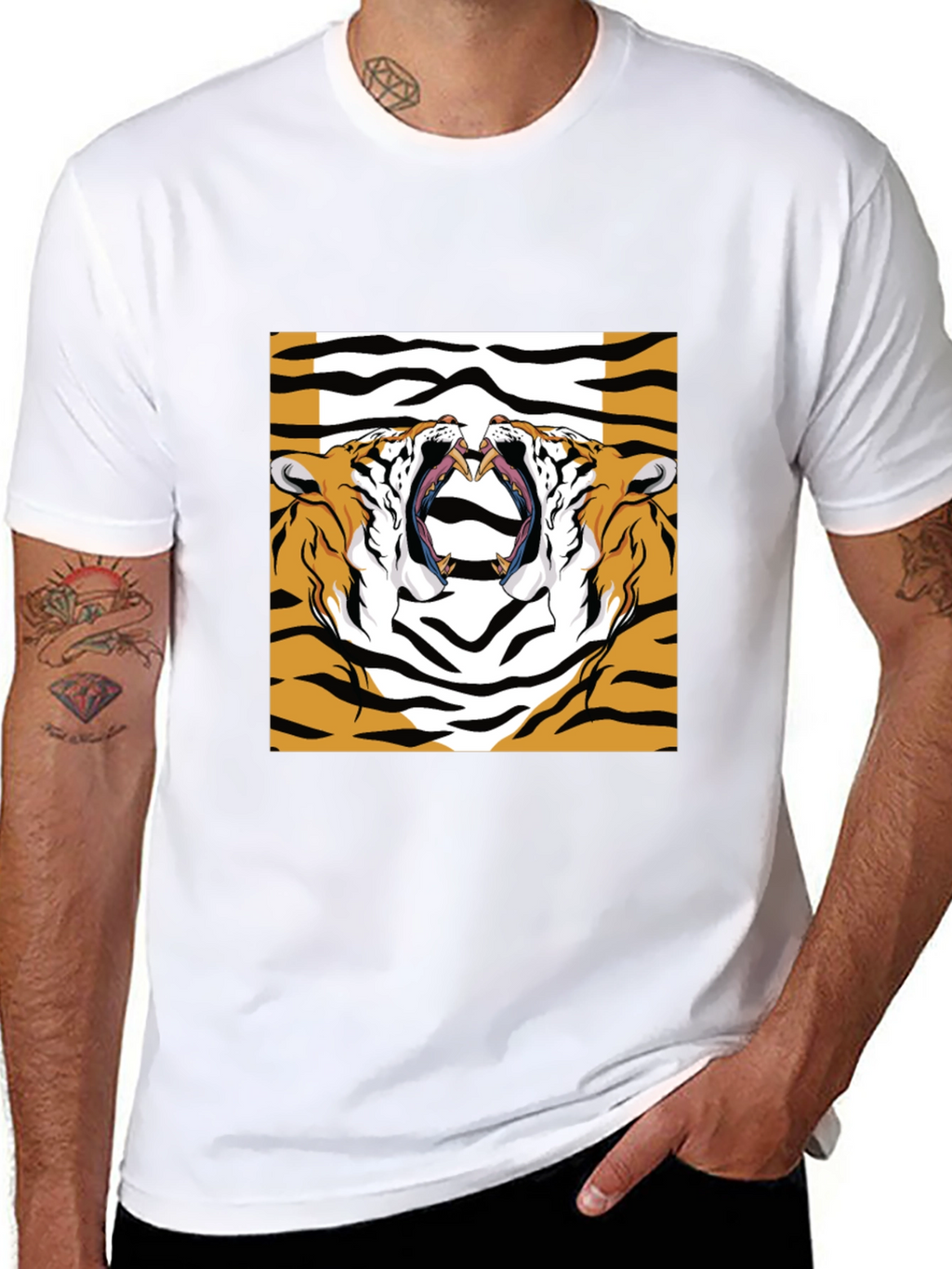 Bold Tiger Graphic Print Black T-Shirt