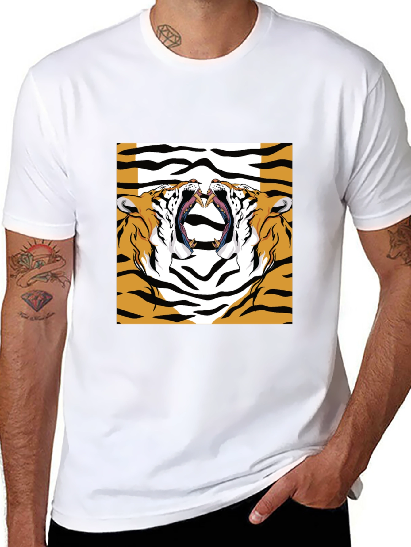 Bold Tiger Graphic Print Black T-Shirt