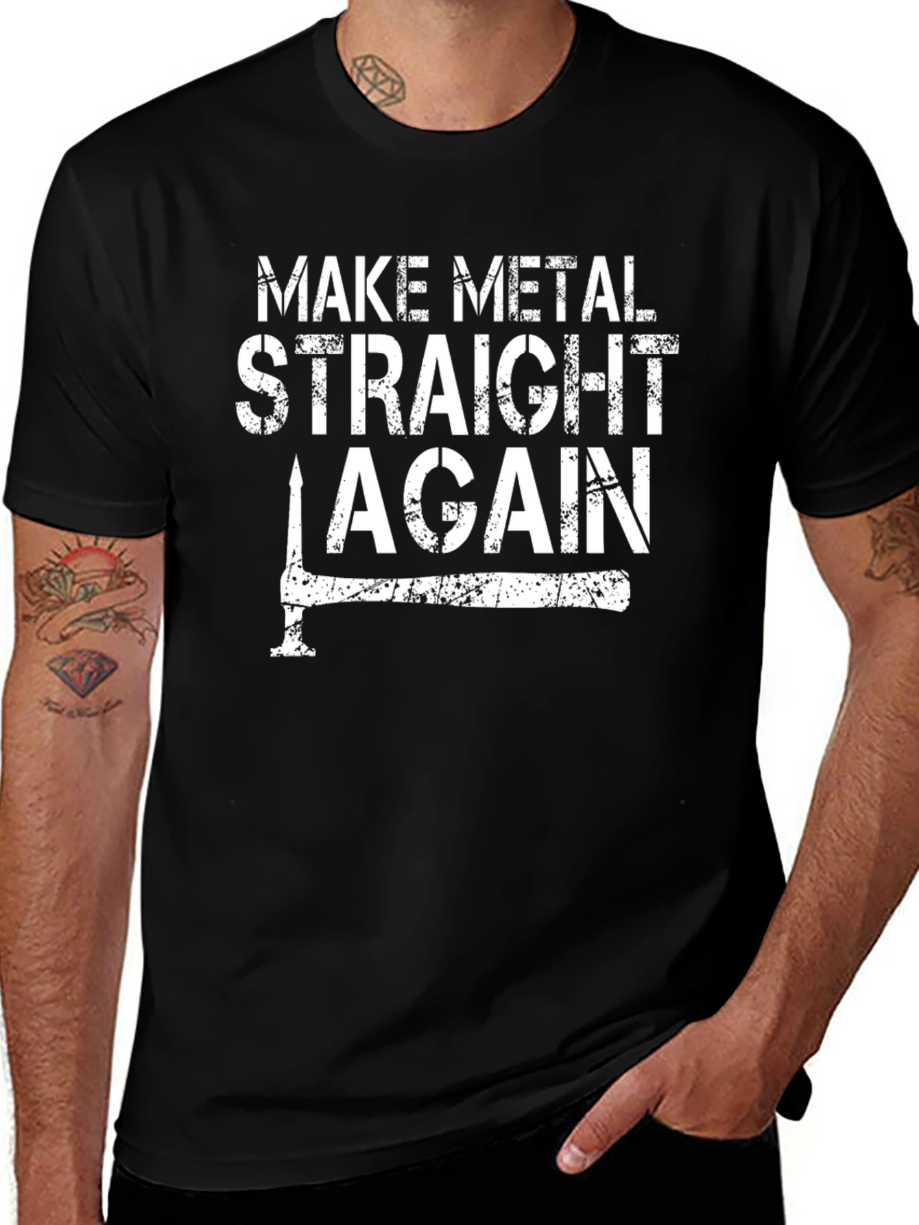 Make Metal Straight Again Funny Black T-Shirt
