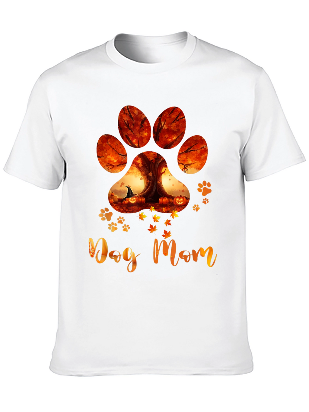 Dog Mom Paw Print Fall T-Shirt