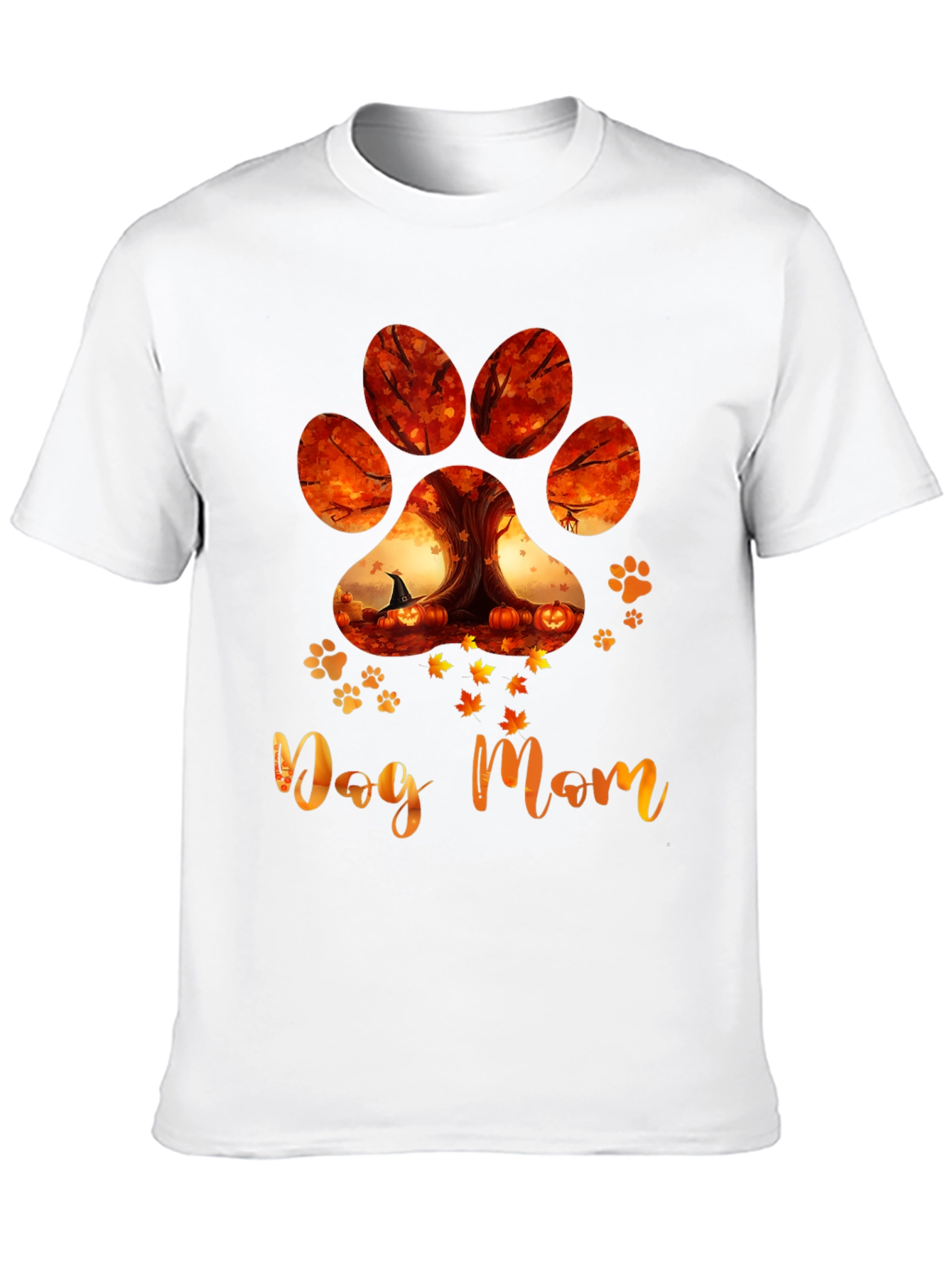 Dog Mom Paw Print Fall T-Shirt