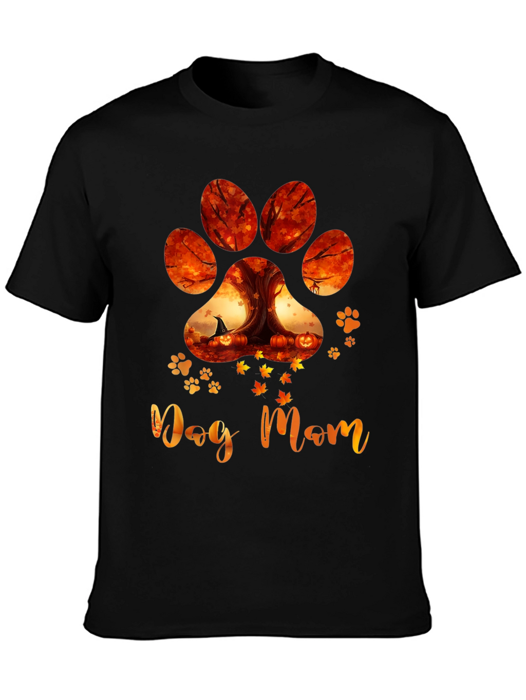 Dog Mom Paw Print Fall T-Shirt