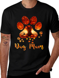 Dog Mom Paw Print Fall T-Shirt