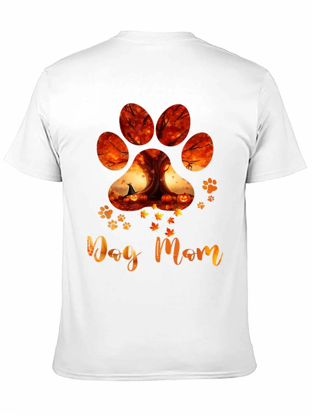 Dog Mom Paw Print Fall T-Shirt