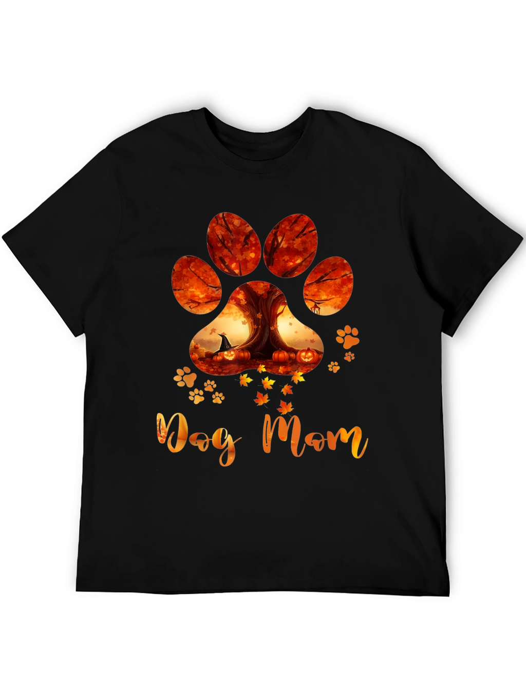 Dog Mom Paw Print Fall T-Shirt