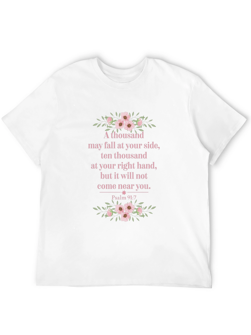 Floral Psalm 91:7 Graphic T-Shirt