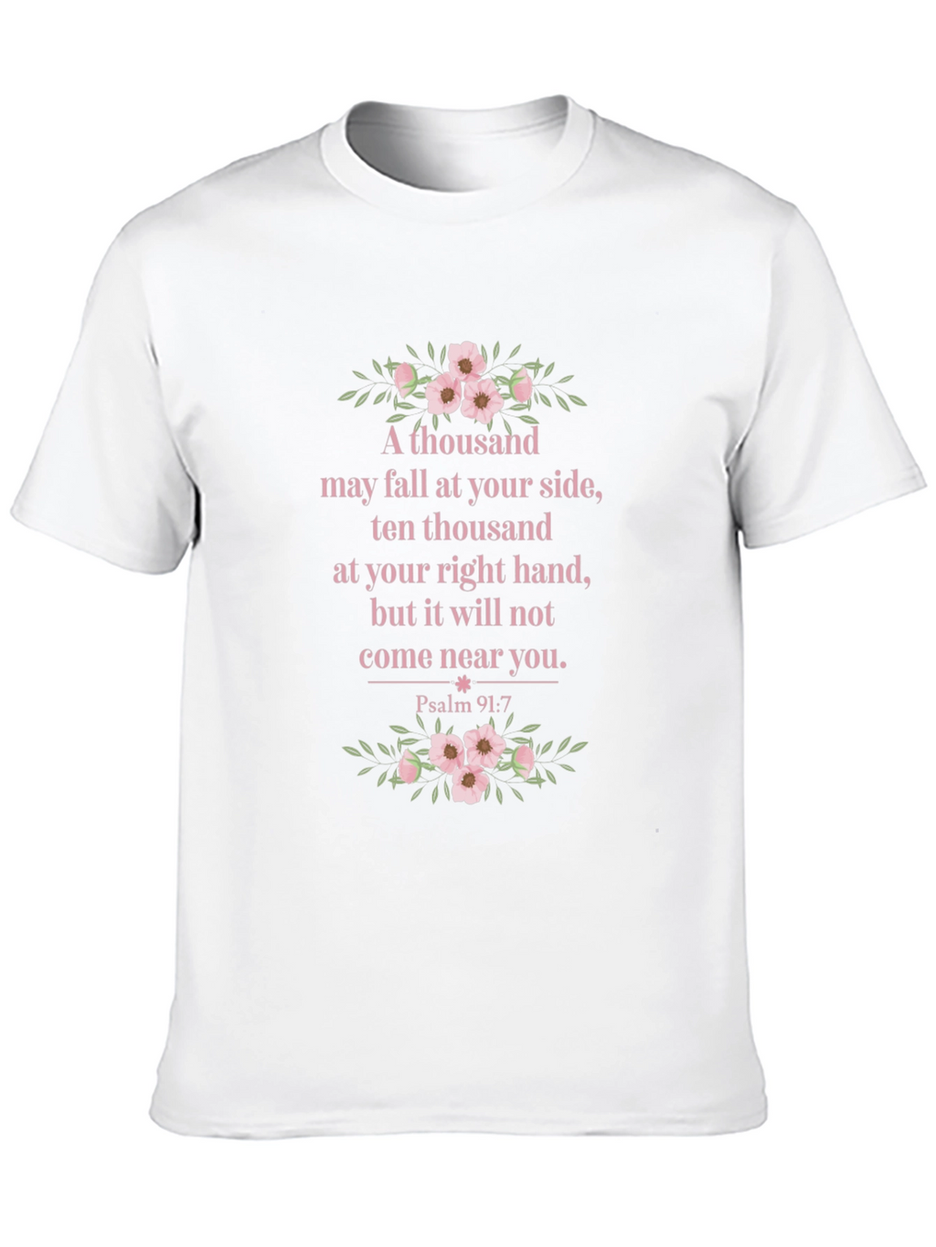 Floral Psalm 91:7 Graphic T-Shirt