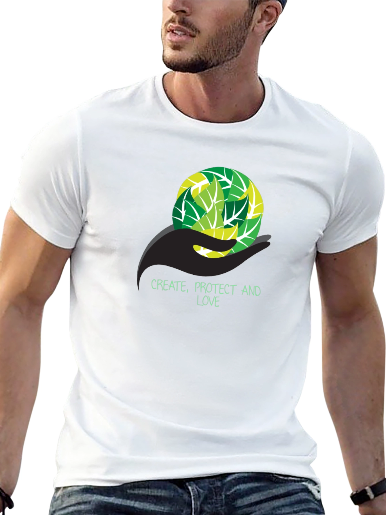 Eco-Friendly T-Shirt - Create Protect Love Design