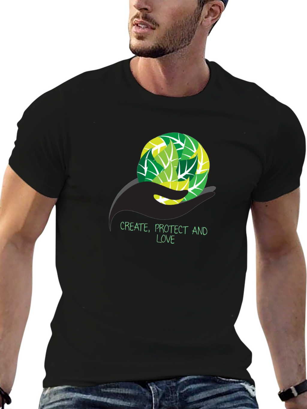 Eco-Friendly T-Shirt - Create Protect Love Design