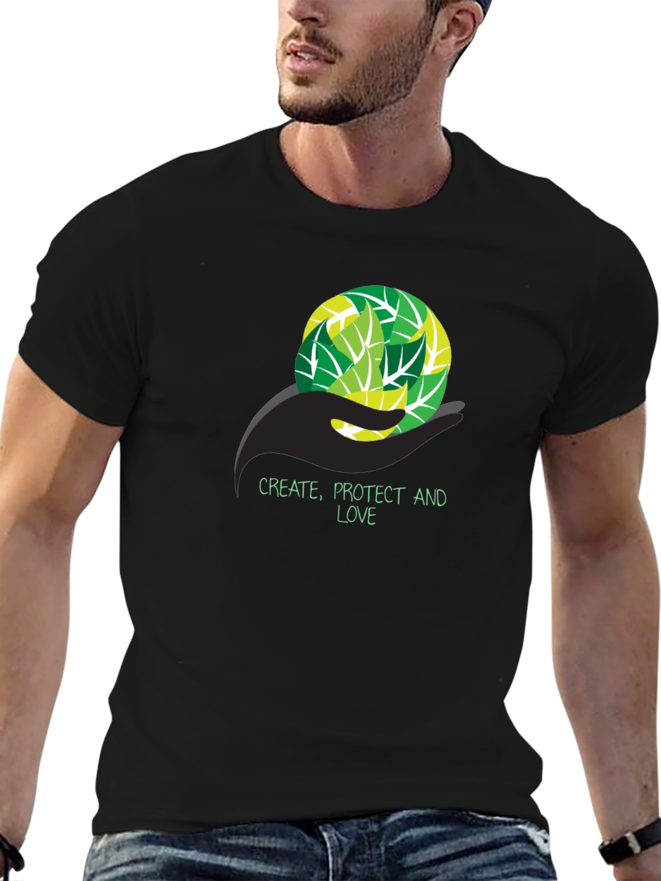 Eco-Friendly T-Shirt - Create Protect Love Design