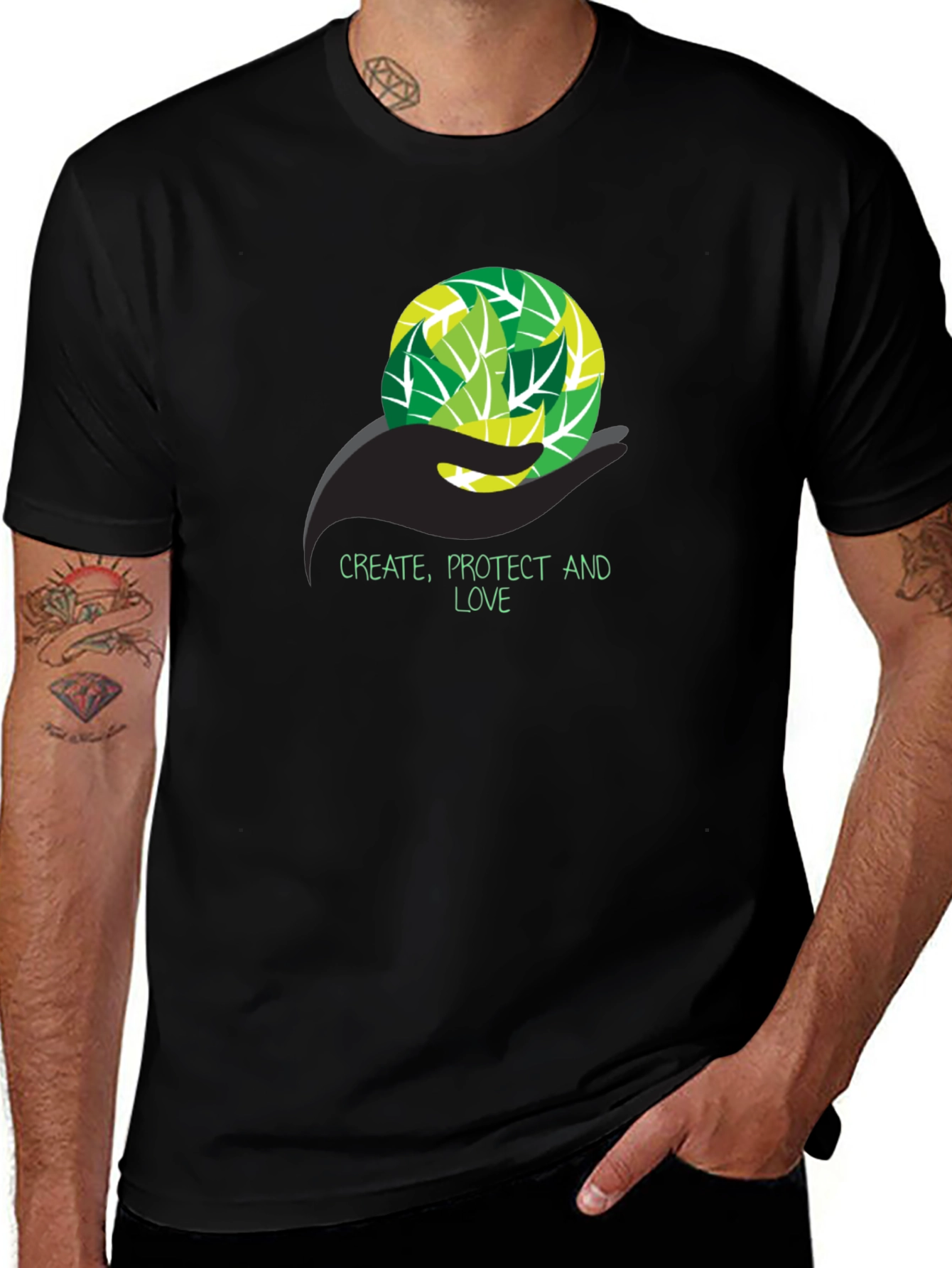 Eco-Friendly T-Shirt - Create Protect Love Design