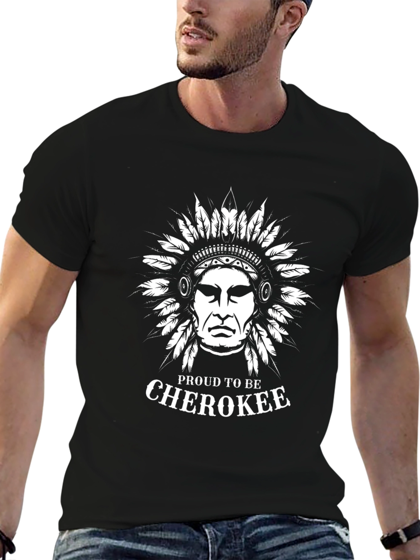 Proud Cherokee Headdress Graphic T-Shirt