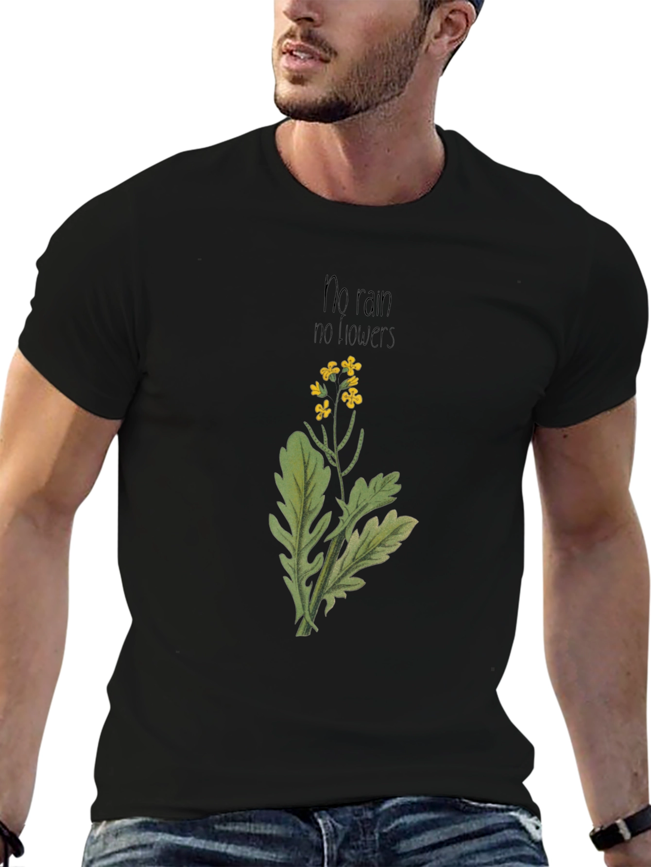 No Rain No Flowers Black Graphic Tee