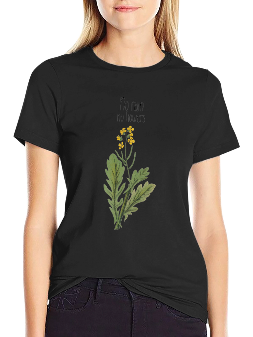 No Rain No Flowers Black Graphic Tee