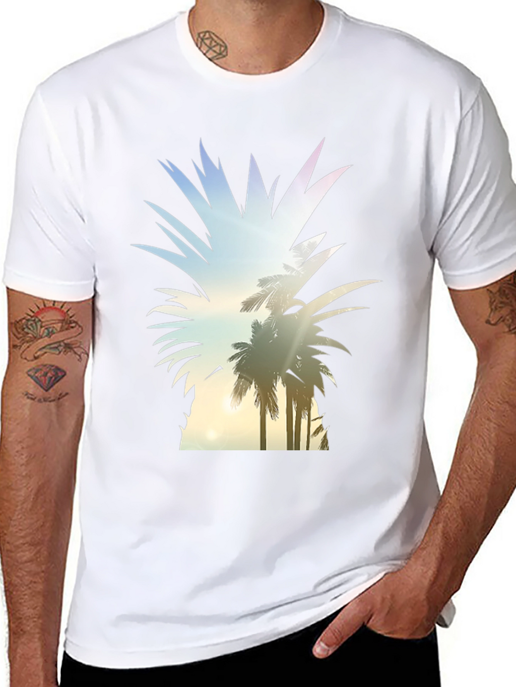 Tropical Pineapple Graphic Tee - Black T-Shirt