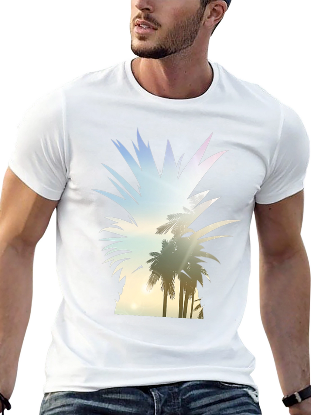 Tropical Pineapple Graphic Tee - Black T-Shirt