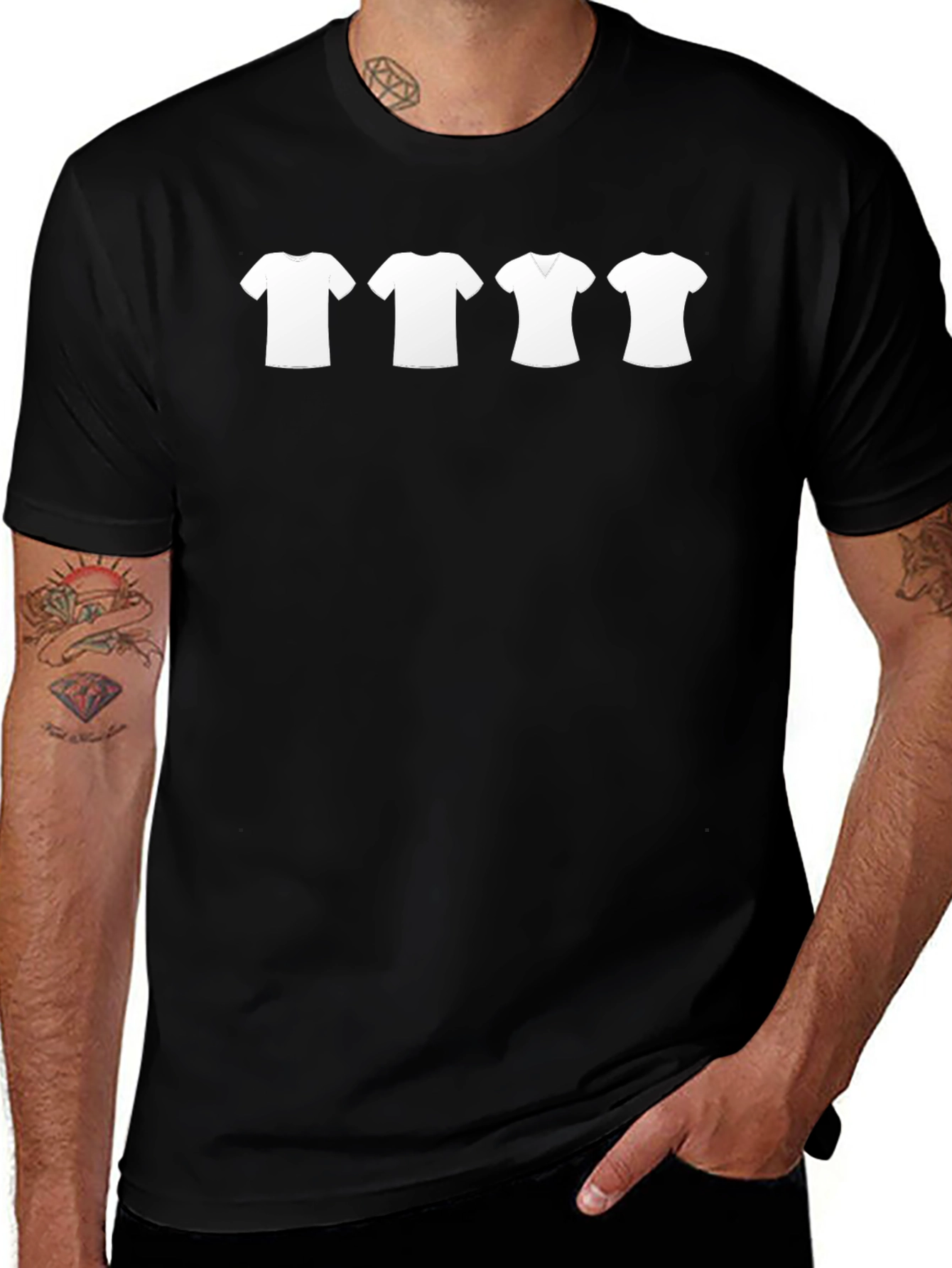 Mens Black T-Shirt with White Tee Graphic