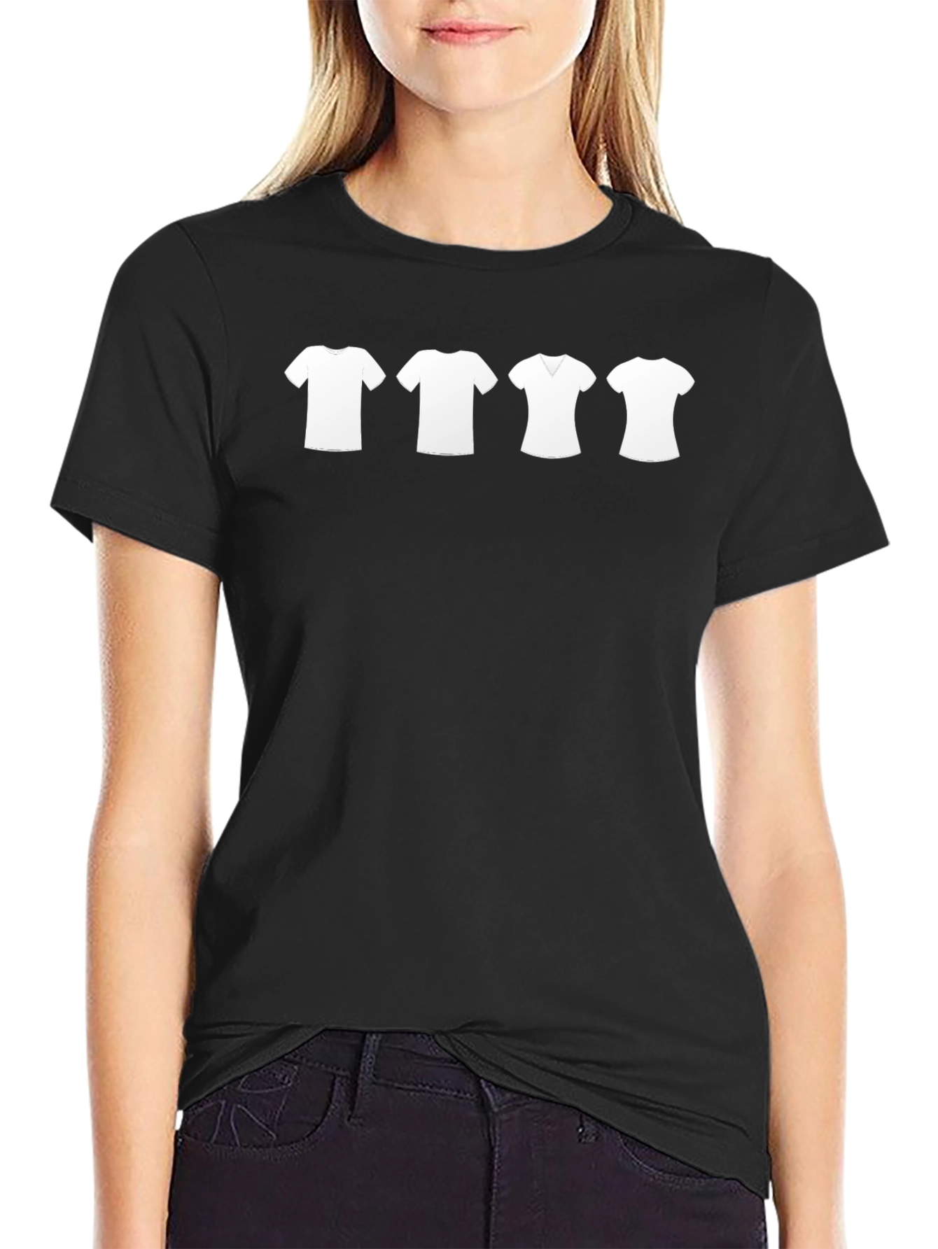 Mens Black T-Shirt with White Tee Graphic