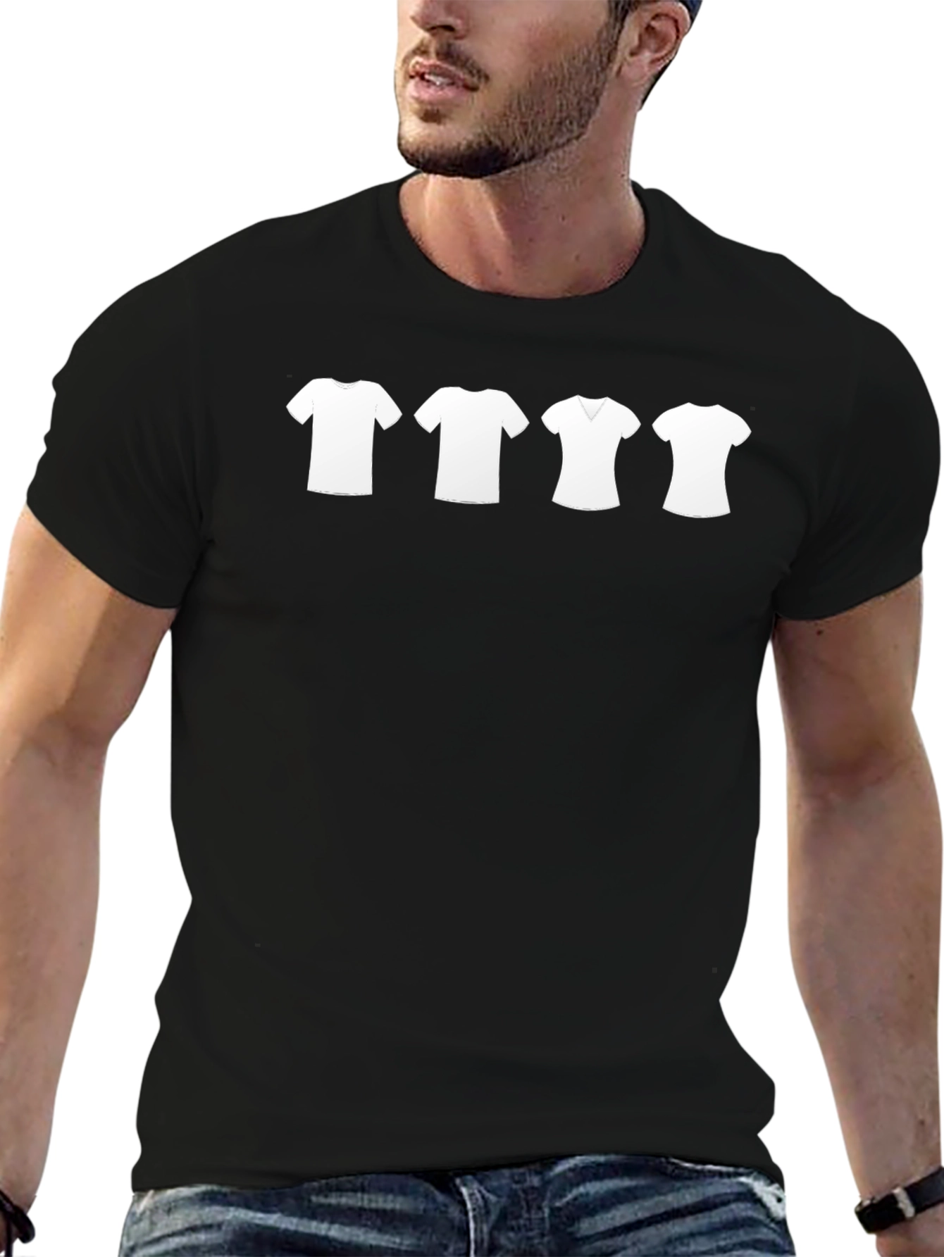 Mens Black T-Shirt with White Tee Graphic