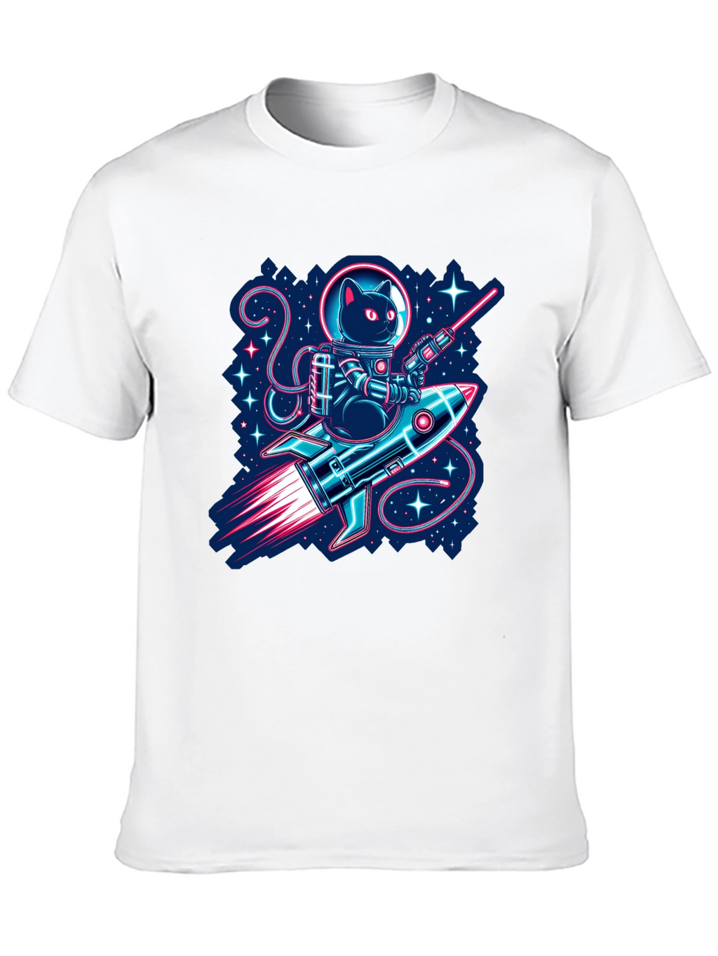 Astronaut Cat Riding Rocket T-Shirt