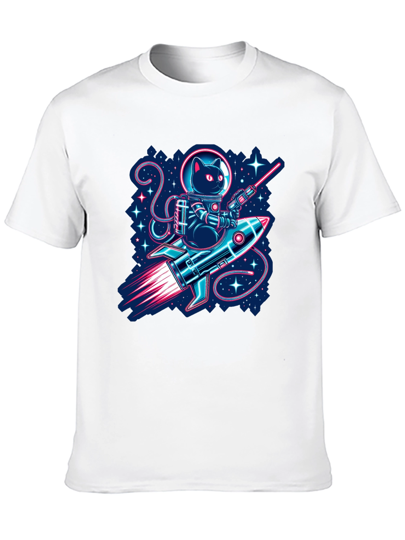 Astronaut Cat Riding Rocket T-Shirt