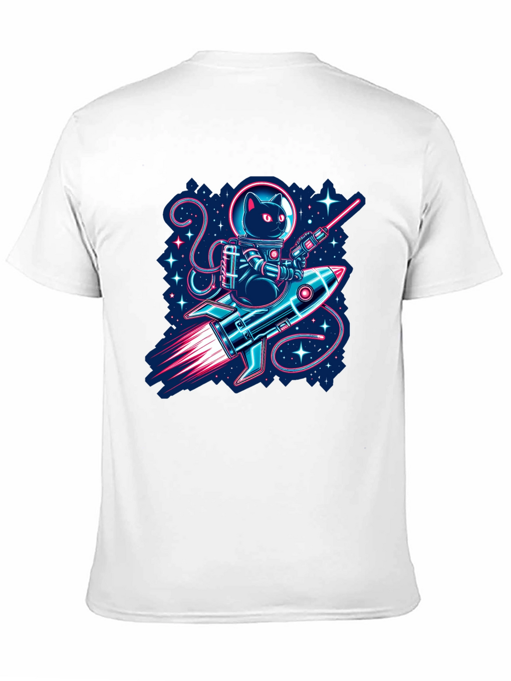 Astronaut Cat Riding Rocket T-Shirt