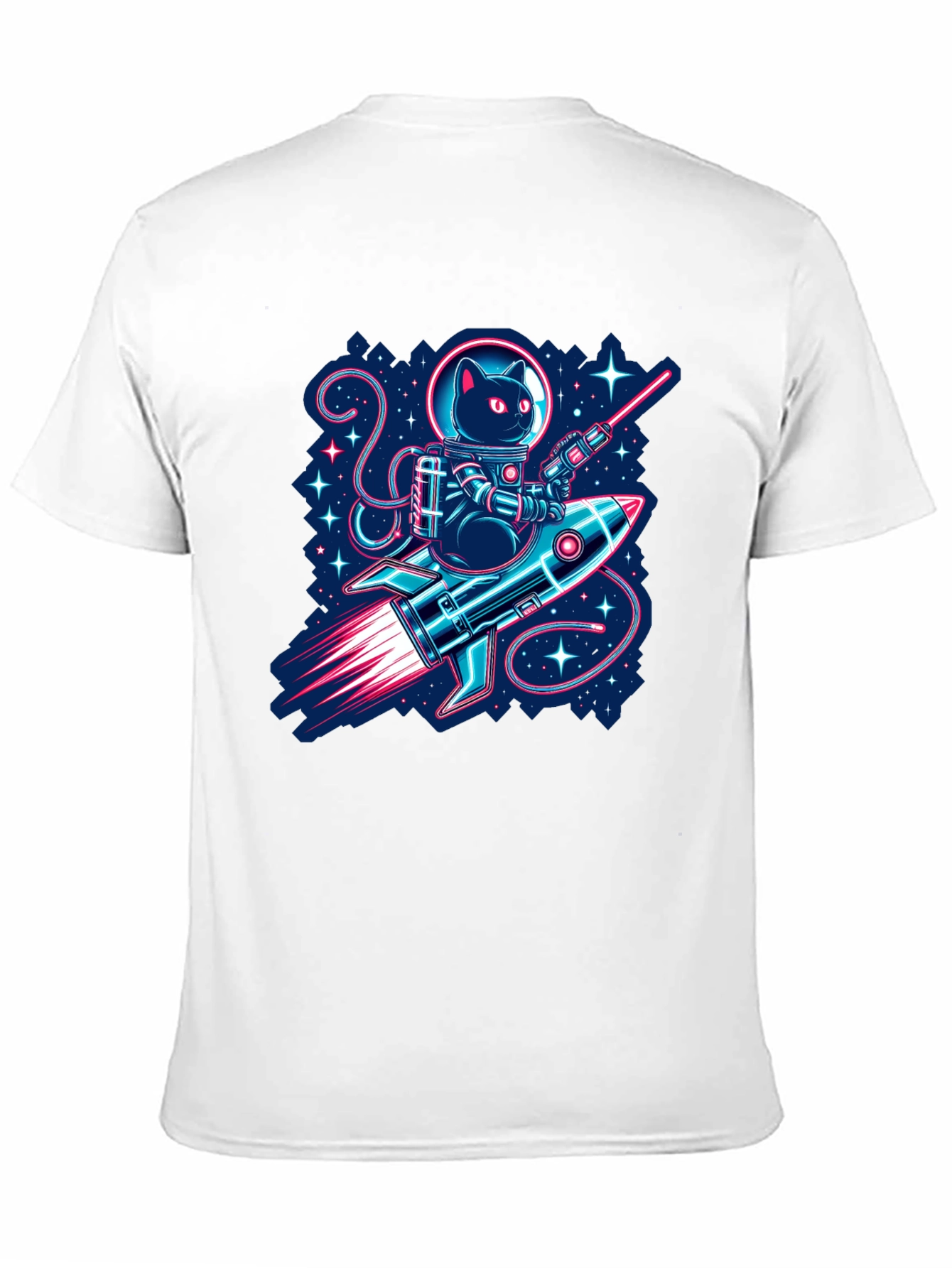 Astronaut Cat Riding Rocket T-Shirt